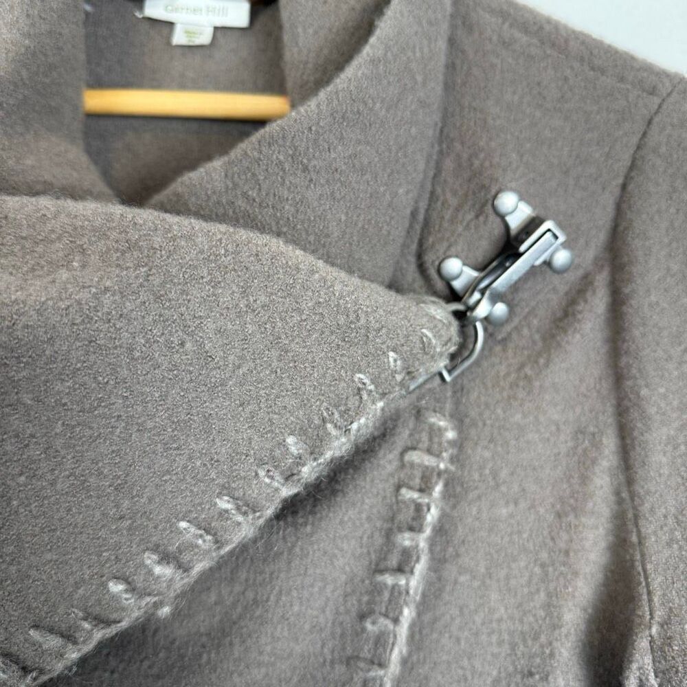Garnet Hill Asymmetrical Taupe Boiled Wool Wrap Coat Size 4 - Picture 3 of 12